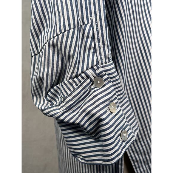 Matthildur Midi Shirt Long Tunic Dress Size 4 Large Striped Lagenlook Artsy - Picture 6 of 13